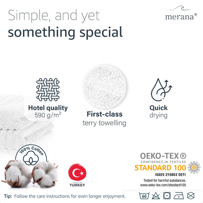 Merana OSLO towel set | quick-drying, soft & lint-free | terry luxury quality | 100% cotton terrycloth | OEKO-TEX | 590 GSM | gift set | White