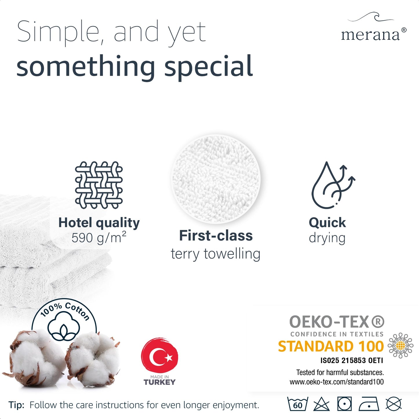 Merana OSLO towel set | quick-drying, soft & lint-free | terry luxury quality | 100% cotton terrycloth | OEKO-TEX | 590 GSM