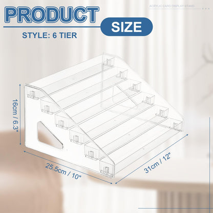 PATIKIL 6 Tier Acrylic Card Display Stand, Portable Postcard Rack Holder Organizer Versatile Display for Trading Cards Baseball PSA Stickers Stamp