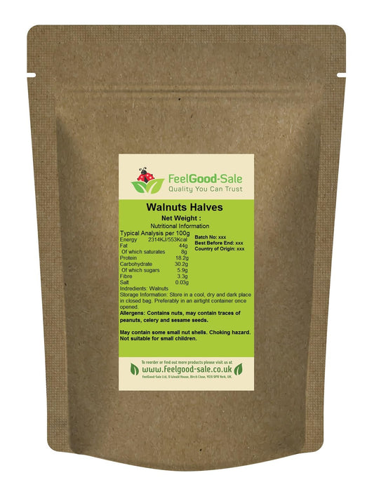 1kg Fresh Raw Light Premium Walnuts Halves - Rich in Omega-3, Low-GI Good for Snacking, Smoothies, Baking & Cooking, Gluten-Free, Keto &