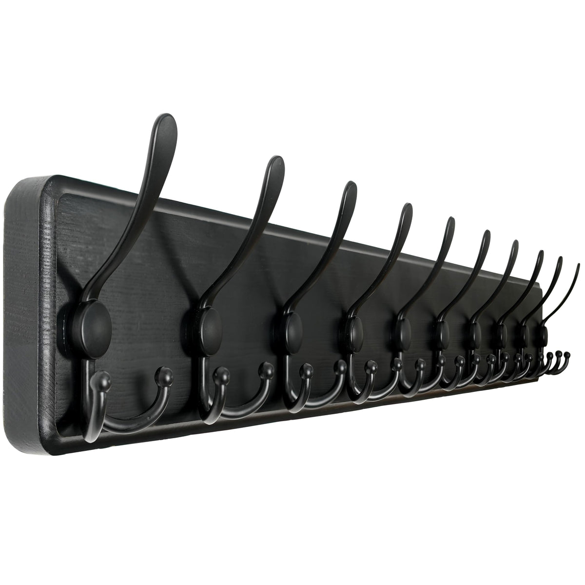 WEBI Coat Rack Wall Mounted Long,98cm Long,10 Tri Hooks for Hanging Coats,Wood Coat Hooks Wall Mounted,Wall Coat Hanger,Hook Rack for