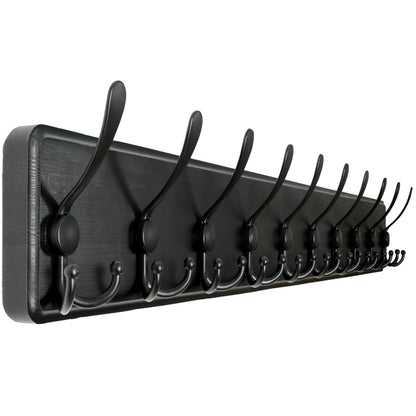 WEBI Coat Rack Wall Mounted Long,98cm Long,10 Tri Hooks for Hanging Coats,Wood Coat Hooks Wall Mounted,Wall Coat Hanger,Hook Rack for