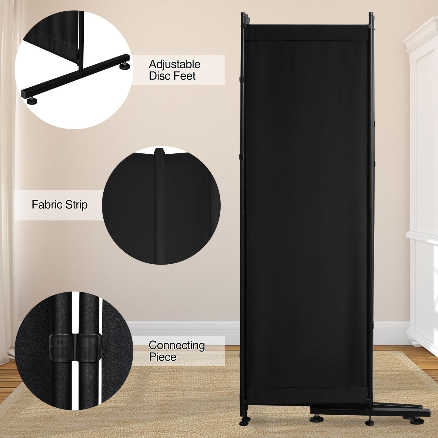 REDCAMP 4-Panel Portable Privacy Screen Freestanding with Sealing Strips