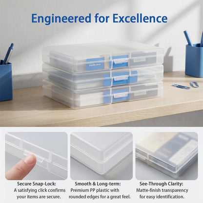 YCZARD 3Pcs Small Plastic Bead Box Rectangular Empty Mini Clear Organizer Storage Box with Flip Lid