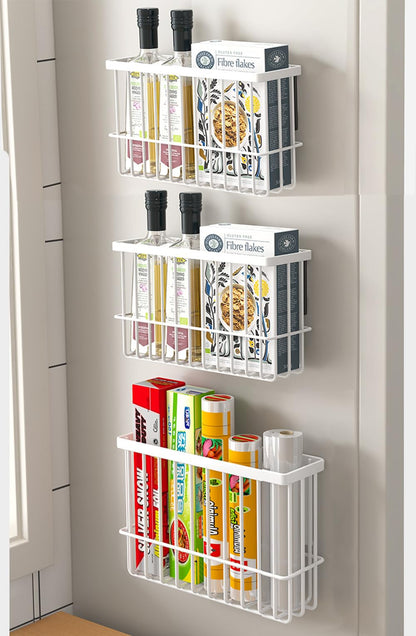 EigPluy 3 Pieces Kitchen Cabinet Door Storage Box, Self-Adhesive Storage Box, Wall Mounted Metal Storage Boxes,Cabinet/Bathroom/Fridge Small Items