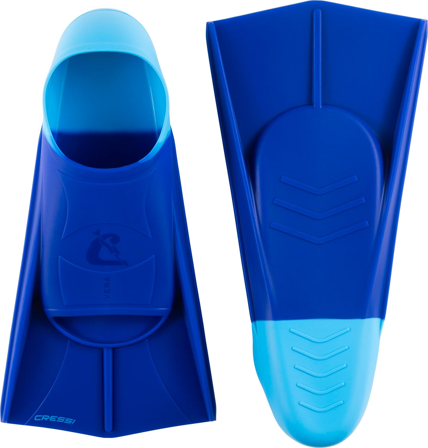 CRESSI Vera Fins Blue/Azure L-Unisex 100% Silicone Short Fins Closed Shoe Design, for Swimming, Open Water Training, Swimming Pool, Snorkelling,