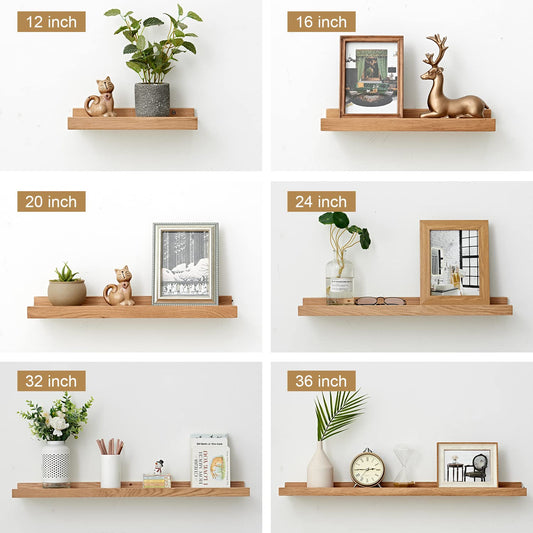 OAKERLAND Wooden Floating Shelves for Wall, 20inch Oak Picture Ledge Shelf Wall Mounted Oak Display Shelf for Home,Office,Bedroom,Living