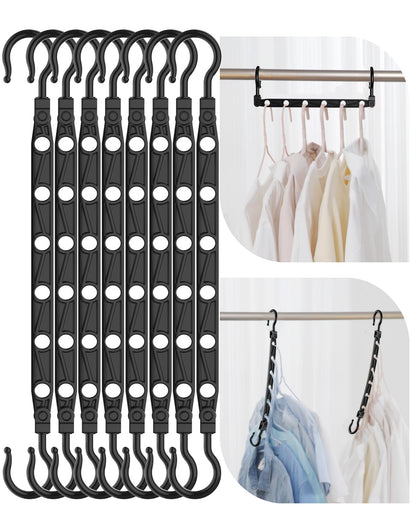 Latoxcaa Space Saving Hangers for Clothes, 8 Pcs Magic Hangers with 6 Holes & 360° Swivel, Wardrobe Organiser Hanger Hooks, Sturdy for Heavy Clothes