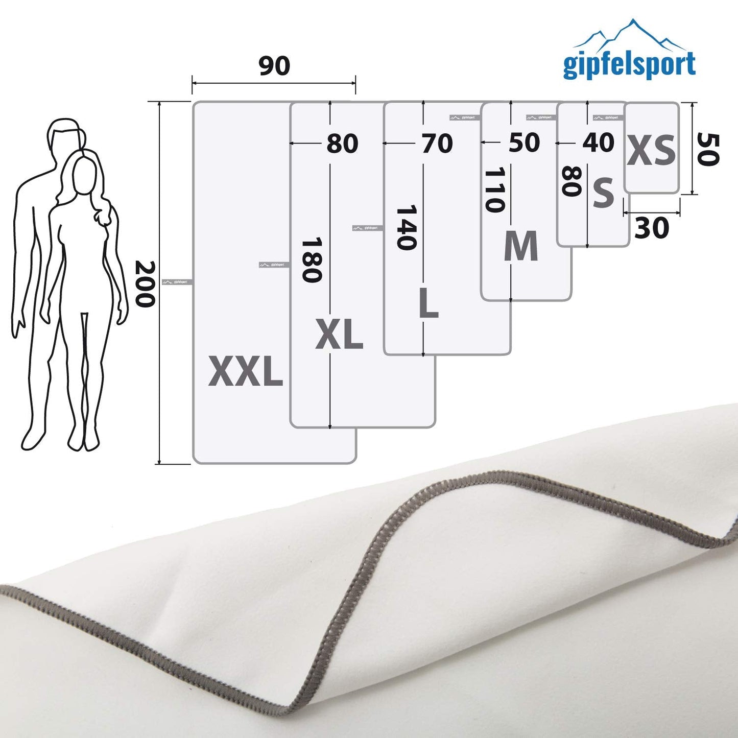 gipfelsport Microfibre Towel White 1x S(50x30cm) without bag