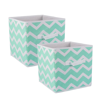 DII Foldable Fabric Storage Bins for Nursery, Offices, Home, Containers are Made to Fit Standard Cube Organizers, Small (2), Aqua