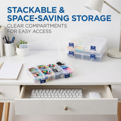 BOBPPOP 3 Pack Plastic Storage Boxes With Compartments, Adjustable Dividers Stackable Organiser, Transparent Container for Jewellery, Beads
