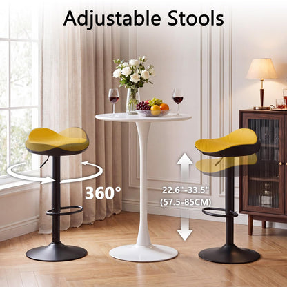 YOUNUOKE Yellow Bar Stools Set of 2 Backless Breakfast Barstools