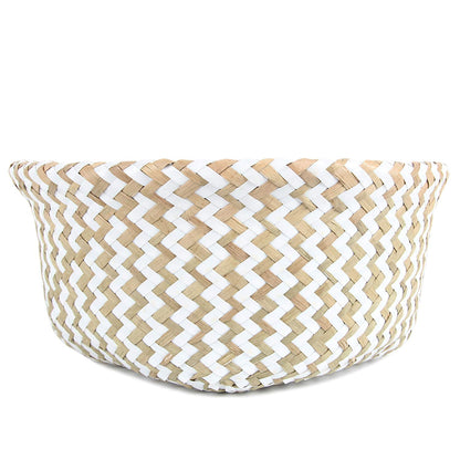 FEILANDUO Laundry Basket Wicker Woven Belly Baskets Decor Home Storage for Fruit Hand-woven Seaweed Collapsible with Handle for Organizer Plant Pot