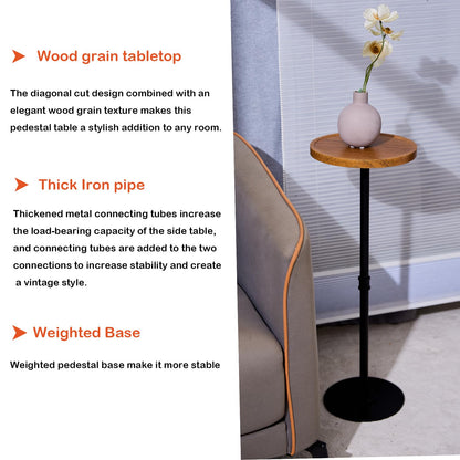 Benhurb Round Side Table Small Coffee Tables with Metal Base Sofa End Table Modern Corner Drink Table for Small Spaces Living Room Bedroom Office