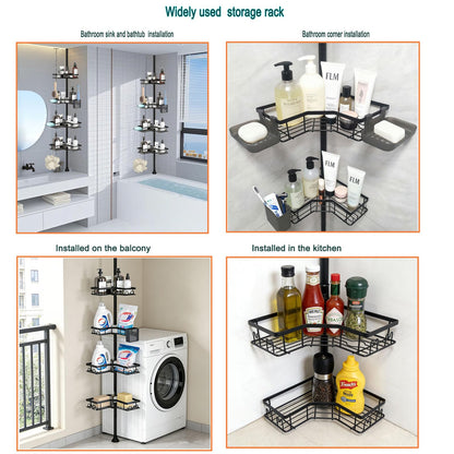 YEVVAIOC Corner Shower Caddy Tension Pole,43 to 121 Inch Adjustable Bathroom Organizer Shelves Rustproof with 4-Tier, for Small Bathrooms