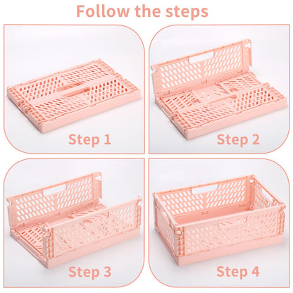 PIANKEKE 2 Pcs Collapsible Storage Box Yellow, Plastic Stackable Folding Storage Crates with Handles