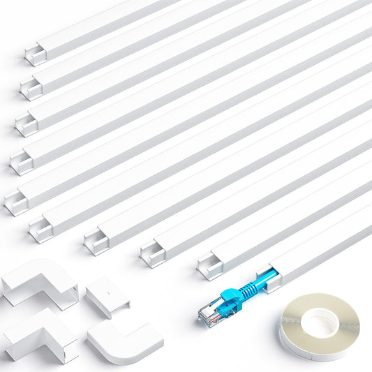 kinkaivy 4M Cable Trunking White, Mini Trunking for Electric Cables, Paintable Wire Hider, Cable Trunking Self Adhesive to Hide a Single Cord in Home