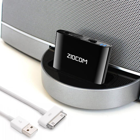ZIOCOM 30 Pin Bluetooth Adapter Receiver for Bose iPhone iPod SoundDock and other 30 pin Dock Speakers with 3.5mm Aux Cable(Not for car/motorcycle)