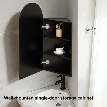 Ymahizax Corner Bathroom Cabinets with Mirror, Black Arched Bathroom Mirror Cabinet, 80x40CM Mirrored Cabinet for Bathroom