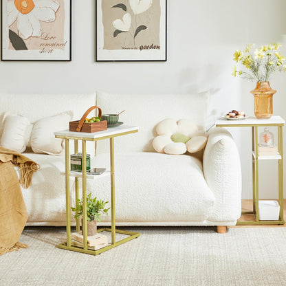 YMYNY C Shaped Side Table, Small Sofa Table Coffee Table for Small Space, Narrow Bedside Tables for Living Room, Bedroom, 40 × 26 × 61.5CM