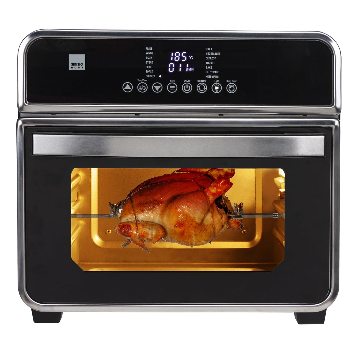 Sensio Home Gourmet Pro Clean Cook Air Fryer Oven - Dehydrator 1600W | 15L Capacity with Rotisserie Function and 14 Digital Preset Programs, Family