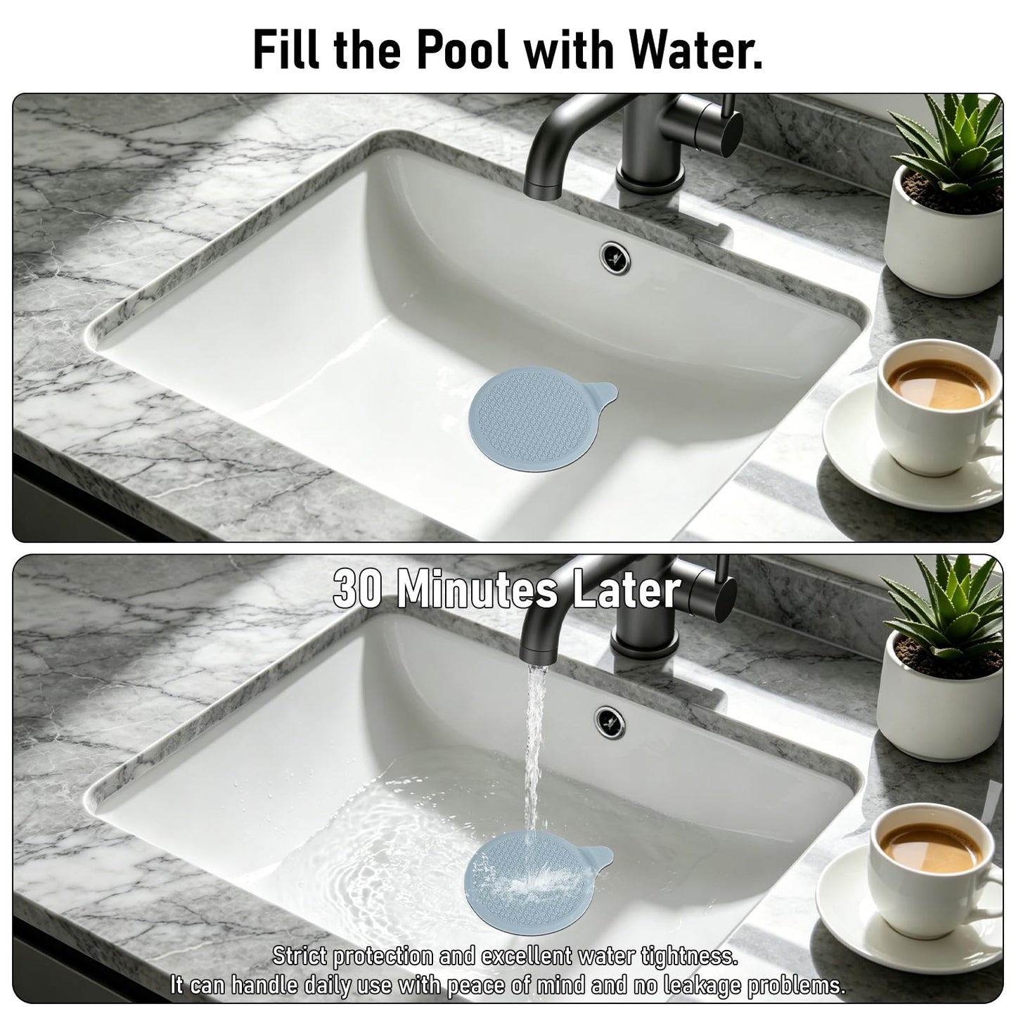 Silicone Bath Plug with Suction Cup, 6 Inch / 15cm Extra Large Universal Leakproof Drain Stopper, Flexible & 100% Watertight Seal for Bathtub, Shower
