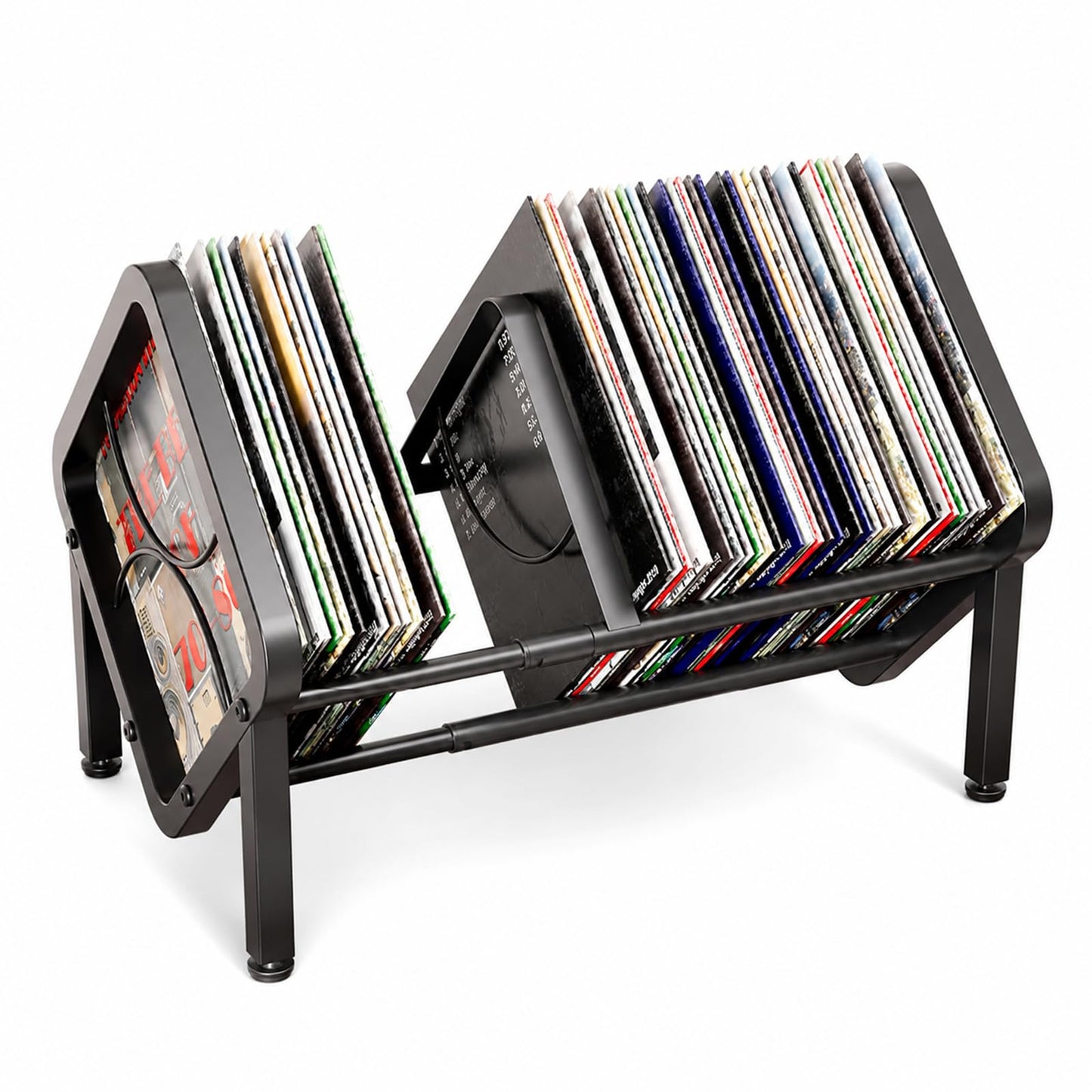 Fesatccoz Expandable Vinyl Record Storage Rack, Metal Desktop Display Shelf