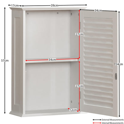 Bath Vida Bathroom Cabinet Single Door Shutter Wall Mounted Storage, White