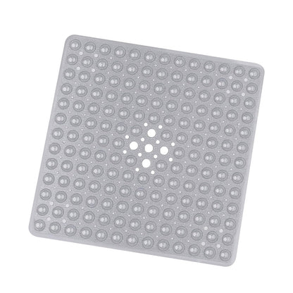 BedLooms Shower Mat Non Slip Anti Mould – Grey 53x53 cm Square Bath Mat for Bathroom & Bathtub with Strong Suction Cups Grip Bath Mats Easy Drain &