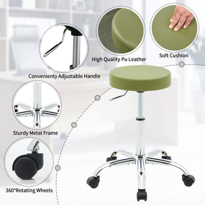FIRAVOE Adjustable Rolling Drafting Stool with Wheels, Backless Office Chair, Height Adjustable 49.5–67.6 cm, Swivel Work Stool