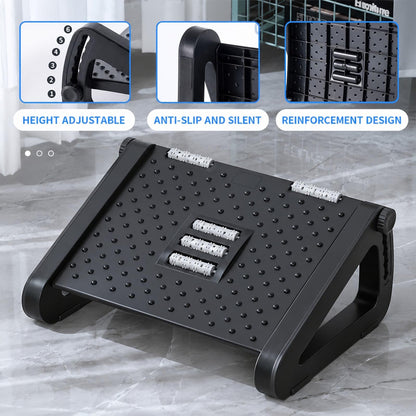 Foot Rest Under Desk Office Foot Stool Adjustable Height/Angle Footrest
