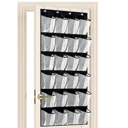 Collapsible Hanging Shoe Storage, 24 Large Mesh Pockets Door Shoe Rack