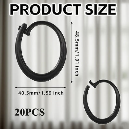 Plastic Hooks for Gazebo Curtains, Black Shower Curtain Hooks, Durable Curtain Hooks Plastic for Outdoor Pergolas, DIY Projects, 20 Pack