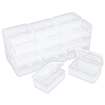 Thintinick 20 Pack Rectangular Clear Plastic Storage Containers Box with Hinged Lid for Beads and Other Small Craft Items (3.35 x 2.17 x 1.38 inch)