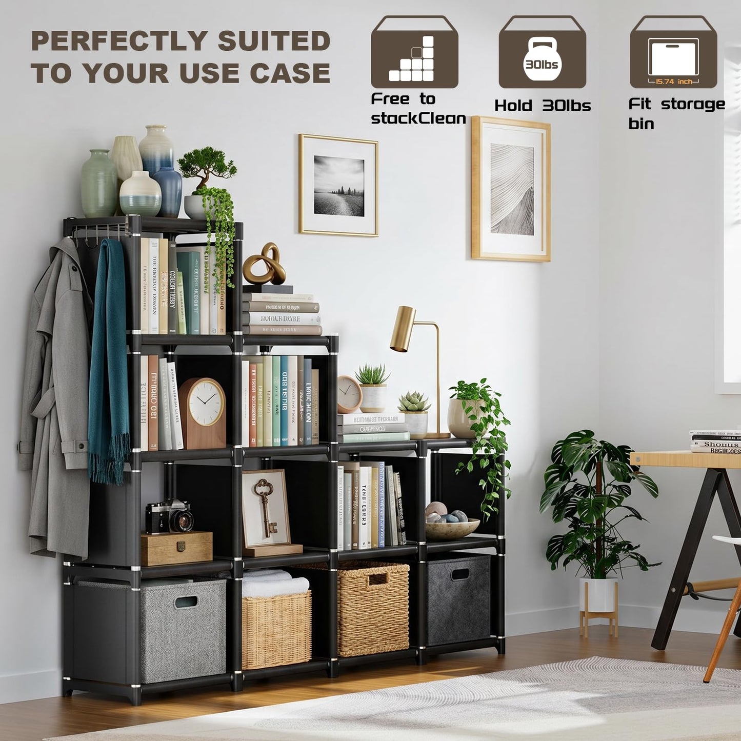 Mavivegue 12 Cube Storage Unit Book Shelf,DIY Bookcase,