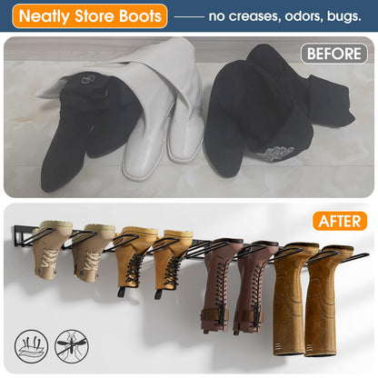 zacurter Welly Boot Rack - Wall Mounted Welly Boot Stand for 4 Pairs - Metal Storage Rack for Outdoor and Indoor