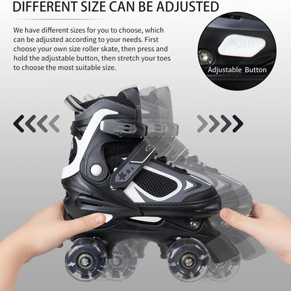 Nattork Kids Roller Skates for Boys Girls, 4 Sizes Adjustable Roller Skates with All Light up Wheels, Full Protection for Children's Indoor Outdoor