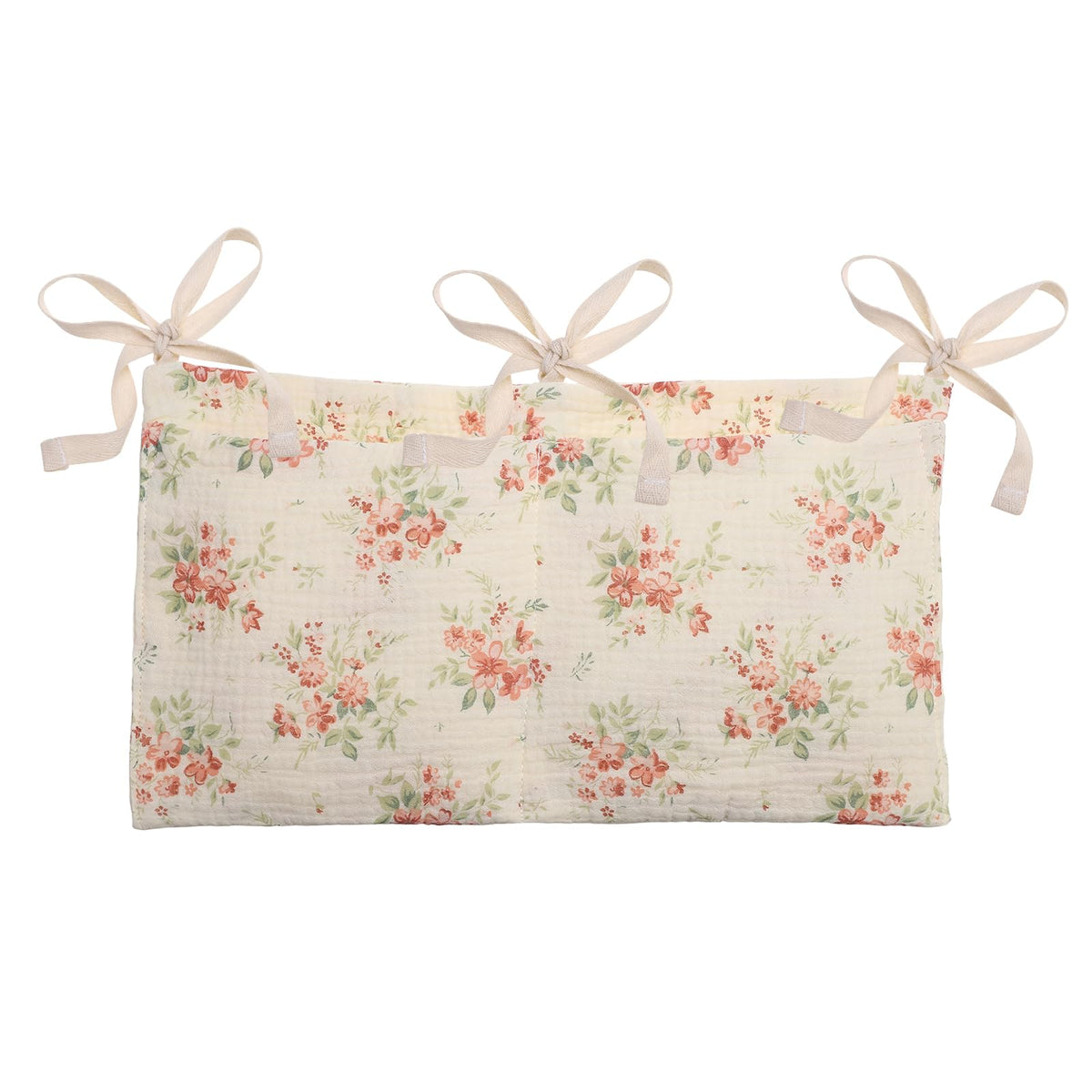PATIKIL Bedside Hanging Bags, Cotton Milk Bottle Bib-Storage Bag 2 Pockets Nursery Organizer for Bed, Beige Rose