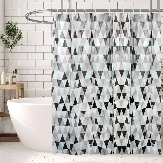Minicoco Shower Curtains Mould Proof Resistant EVA Washable Shower Curtain Anti-Mould Waterproof Shower Curtains with 12 Hooks for Wet Room, Bathroom,