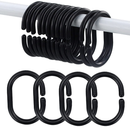 SZCXDKJ 12 Pieces of Bathroom Shower Window Rod Plastic Shower Curtain Ring Hook Sliding Curtain Ring (black)