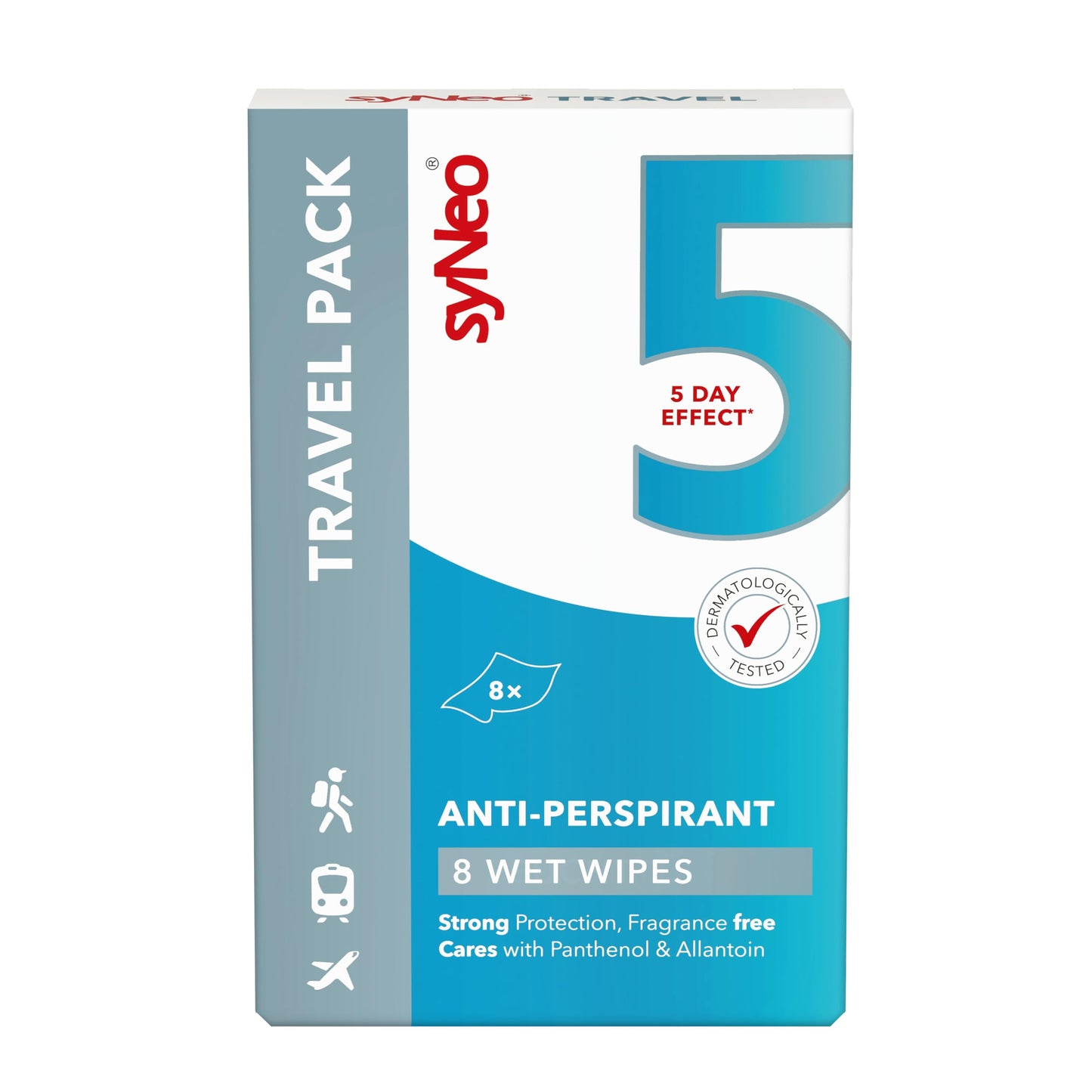 syNeo 5 Antiperspirant Deodorant Cloths for Men and Women, Anti Sweat Deodorant Cloths Against Strong Sweating, Antiperspirant, Pack of 1 (8 x 2.5 ml)