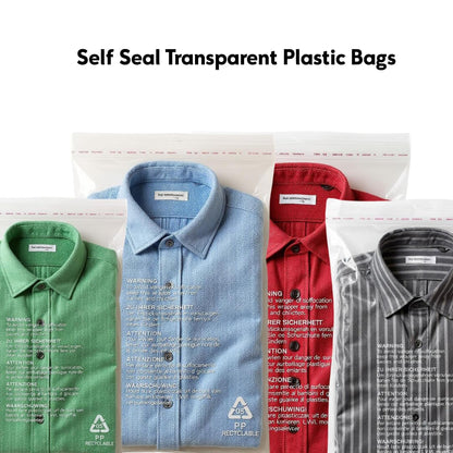 TP4U - 100 Self Seal Garments Bags 10'' x 12'' Clear Plastic Resealable Polypropylene Transparent Safety Warning Clothes Shirt T-Shirt Display