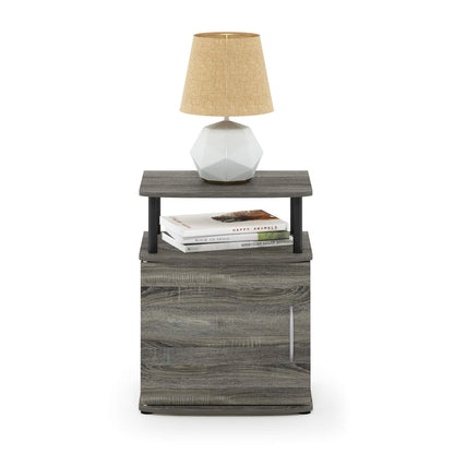 Furinno JAYA Side Table, End Table with Door Cabinet, Night Stand, Bedside Table, for Living Room, Bedroom, French Oak