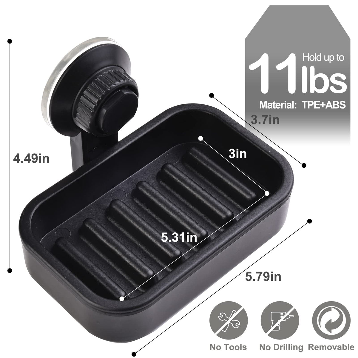 MR.HOKWY Suction Cup Soap Holder for Shower Wall, Bathroom, Tub and Kitchen Sink Powerful Vacuum Suction Plastic Soap Holder