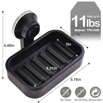 MR.HOKWY Suction Cup Soap Holder for Shower Wall, Bathroom, Tub and Kitchen Sink Powerful Vacuum Suction Plastic Soap Holder