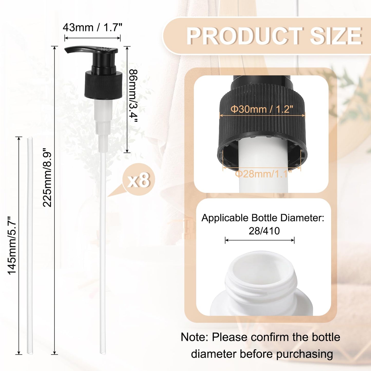 sourcing map 8 Pcs Soap Dispenser Pump Heads Soap Dispensers Top Pumps Replacement Switch Pumphead for Standard 28/410 Neck Size Lotion Shampoo