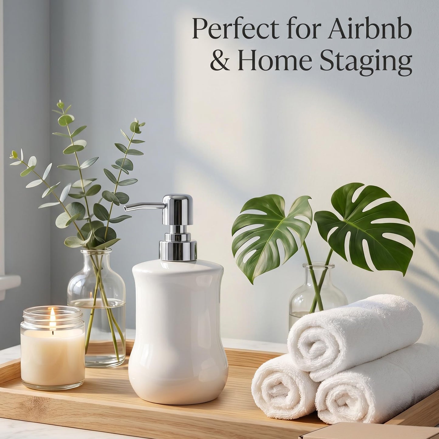 Soap Dispenser - Chic Hand Soap Dispenser with Pump and Funnel Ceramic Dish Soap Lotion Dispenser