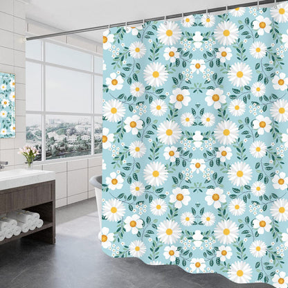 GONOVE Shower Curtain 200 x 200cm Mildew Resistant Waterproof Thicken Polyester Fabric Flowers Bathroom Shower Curtain Liner Long Washable Bath