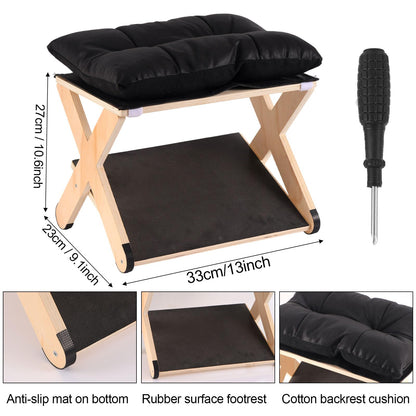Foot Rest for Under Desk, Ergonomic Foot Stool Non-Slip Wooden Leg Rest Support with Comfortable Cushion for Office Desk at Work Home Use Enhances