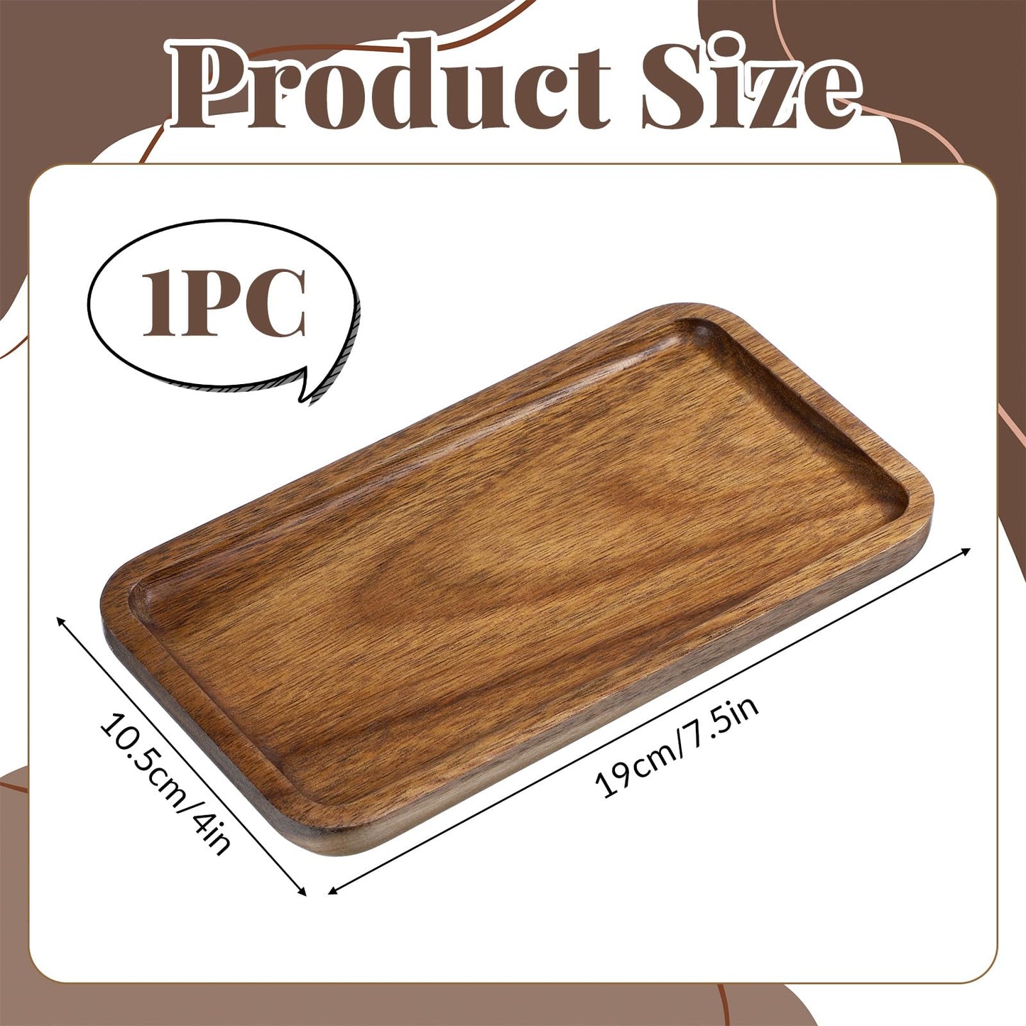 Bathroom Vanity Tray, 7.5 x 4 x 0.6 inch Acacia Wood Soap Dispenser Tray
